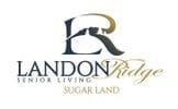 Logo for Landon Ridge Senior Living Sugar Land, featuring stylized text with the letters 